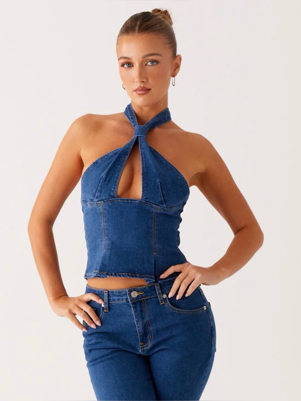 Peppermayo Saylor Halter Denim Top